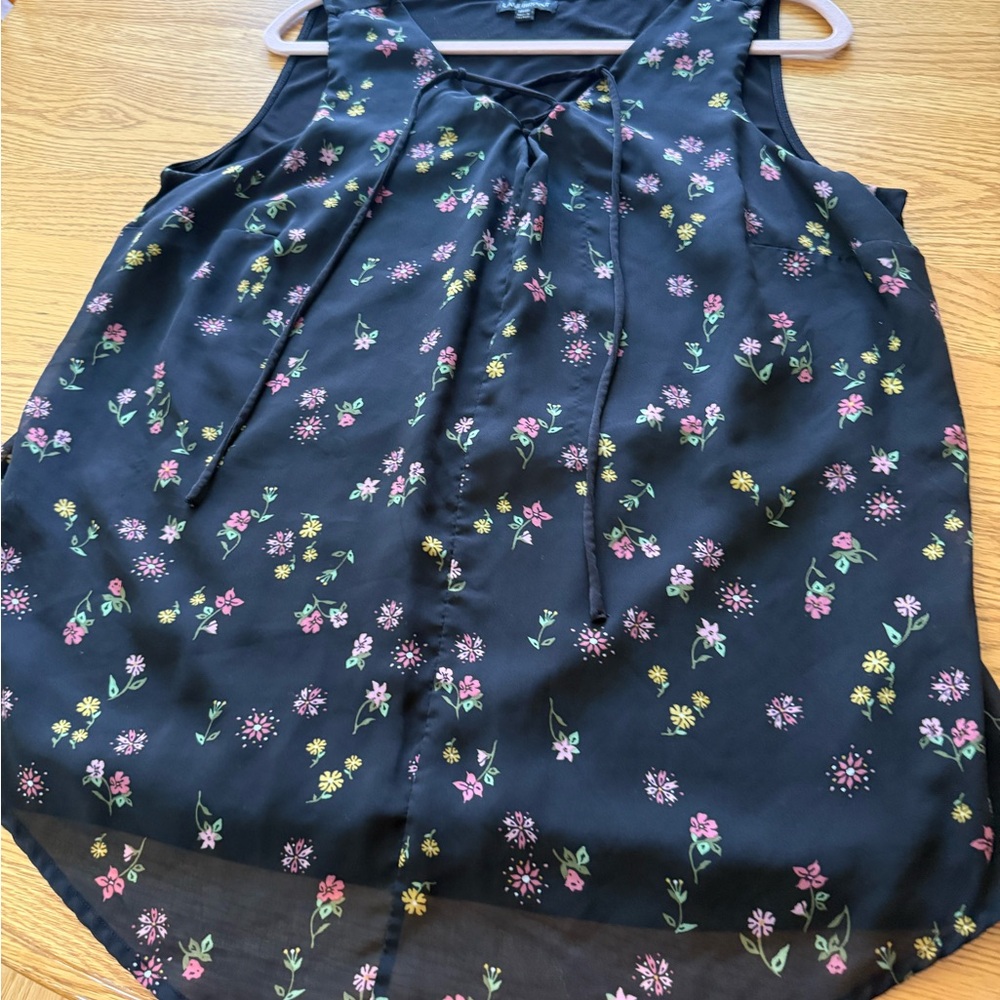 Lane Bryant Black Floral Tank Top